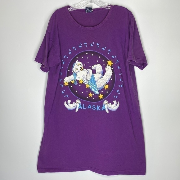Vintage Polar Graphics Alaska Purple Sleep Shirt OSFA (XL) - Picture 1 of 10